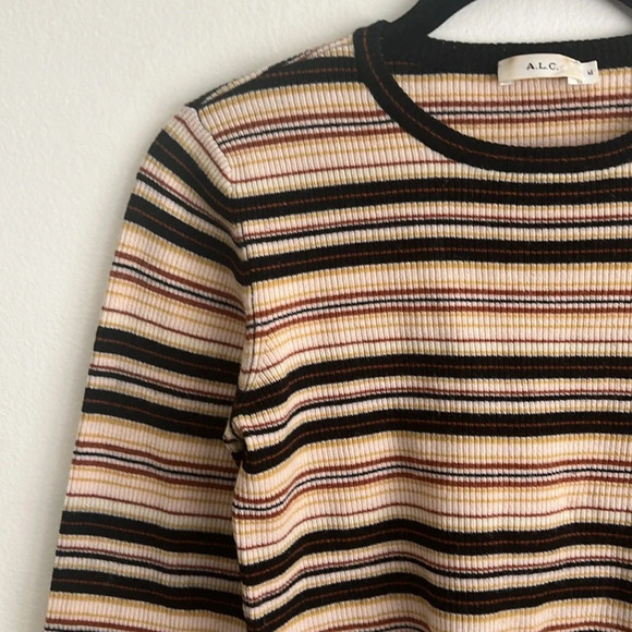A.L.C. ALC Rene Striped Merino Wool Crop Sweater Y2K Style - Picture 7 of 10